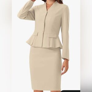 Allegra K Women's Cream Utility Jacket